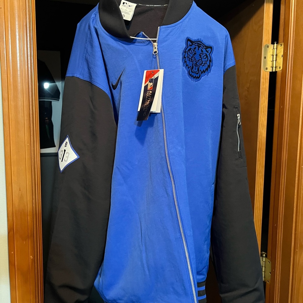 Nike Blue and Black Detroit tigers Men's Jacket